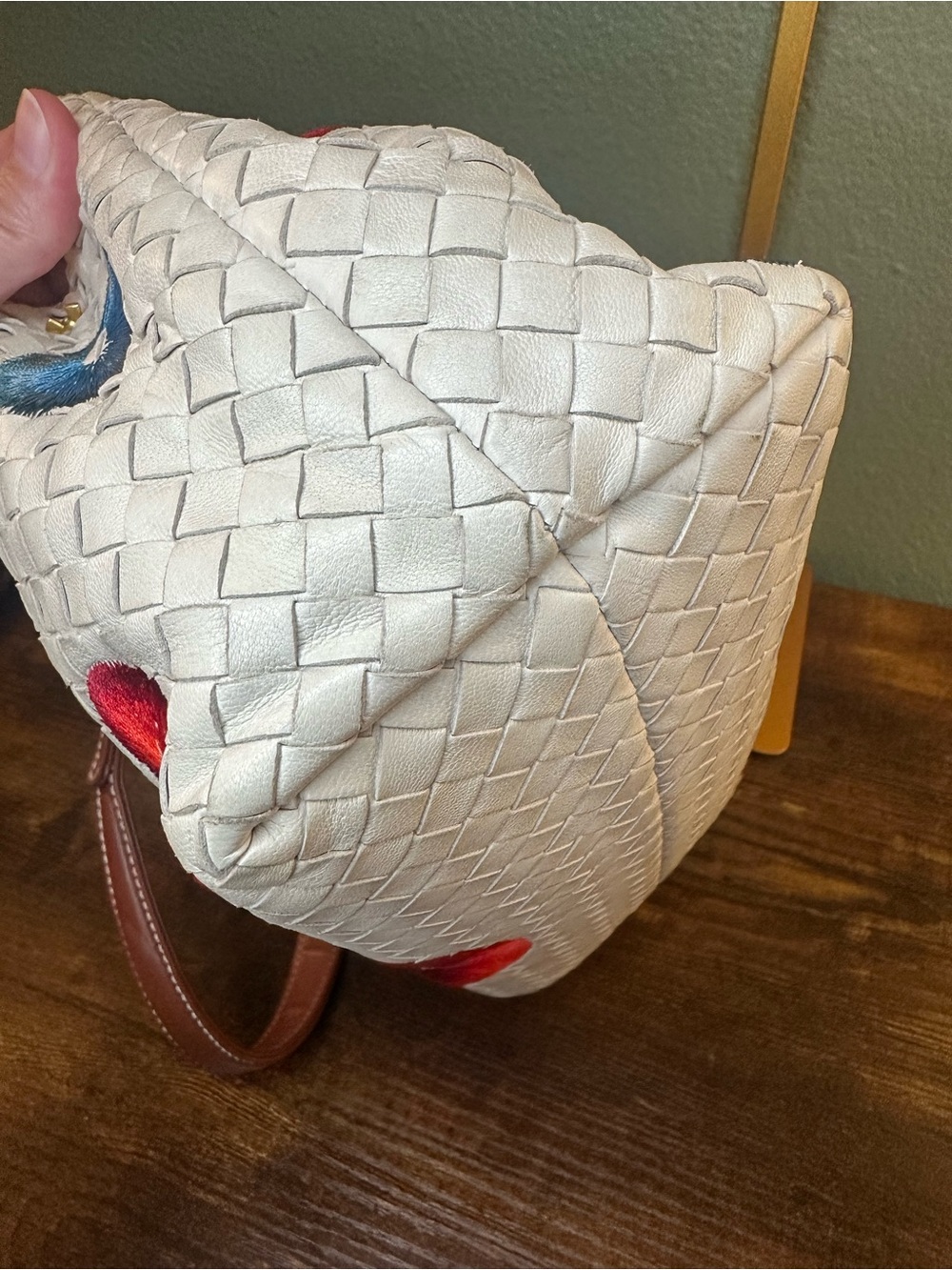 Rare Bottega Veneta Intrecciato Embroidered Leather Handbag | Made in Italy - Picture 5 of 16